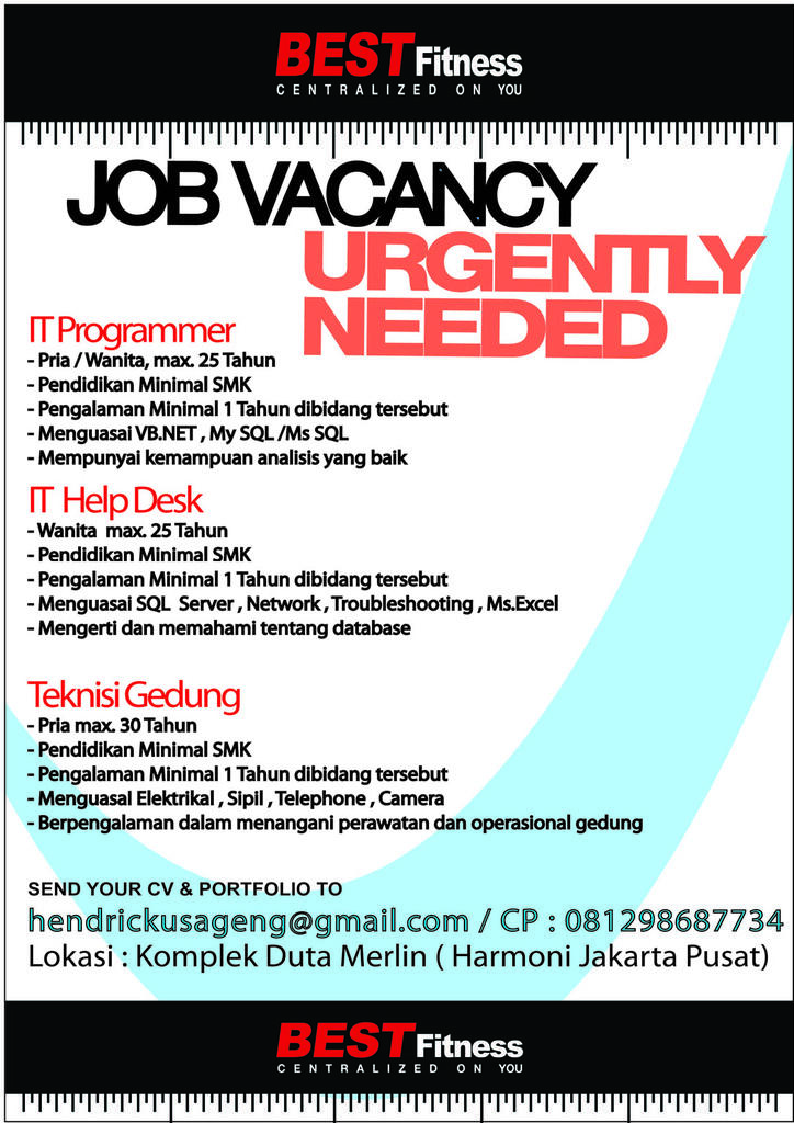 (Jakarta) Lowongan IT Urgent PT.Always Fit