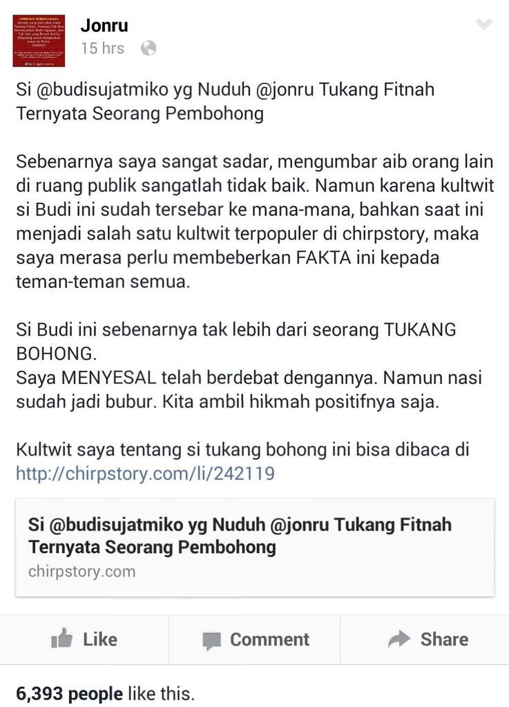 &#91;Lanjutan Ngejonru&#93; Dan akhirnya Jonru pun berang dan menjonru karena kalah debat.