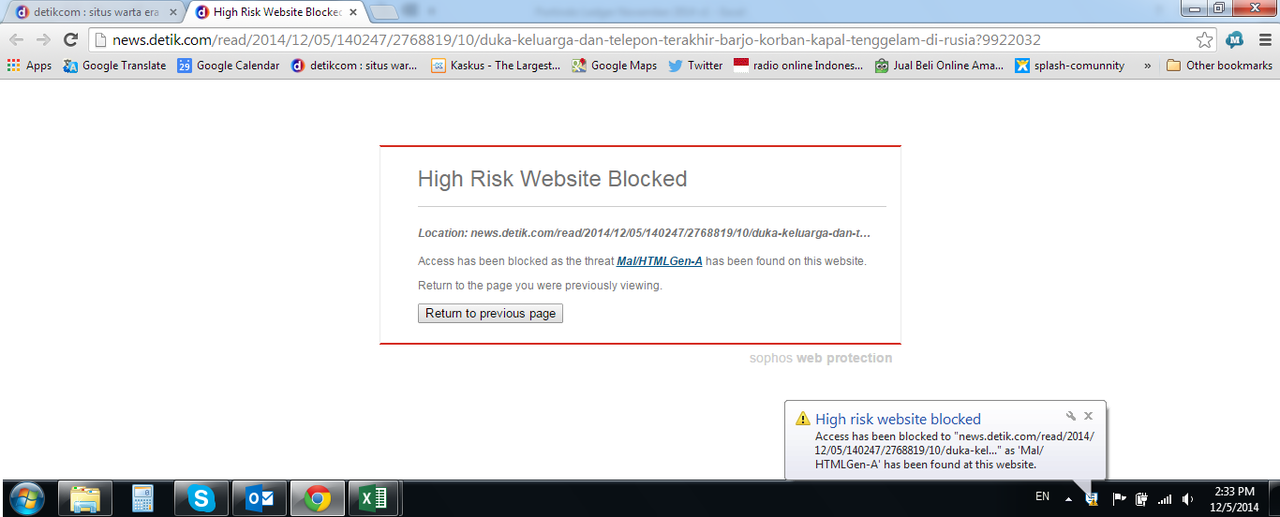 Detik di Blok sama Anti Virus Ane (Sophos)