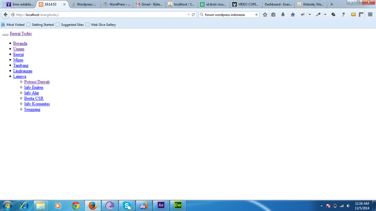 ask kenapa wordpress ane yang dipindah dari server ke local eror