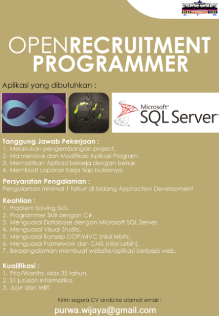 OPEN RECRUITMENT C# PROGRAMMER