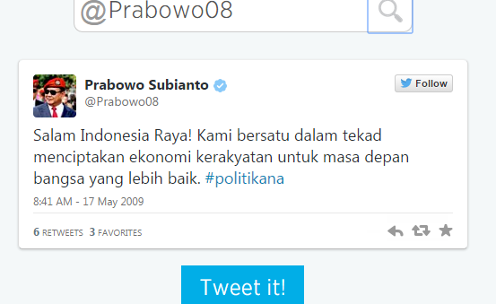 tweet pertama tokoh dan artis indonesia