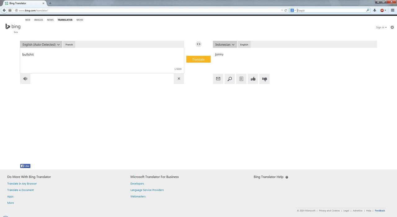 bing translator mendeteksi jonru