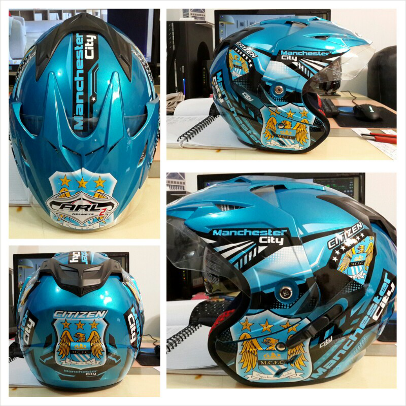 jual helm manchester city dual visor