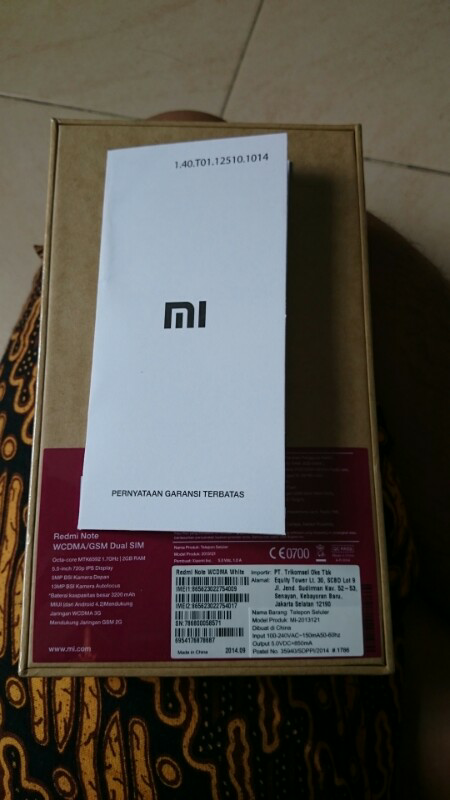 Xiaomi Redmi Note baru 2 hari