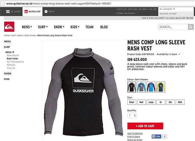 Pengalaman buruk berbelanja di online shop Quiksilver Indonesia