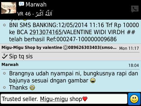 Kumpulan Testimonial Migu-Migu Shop aganwati philova (valentine)