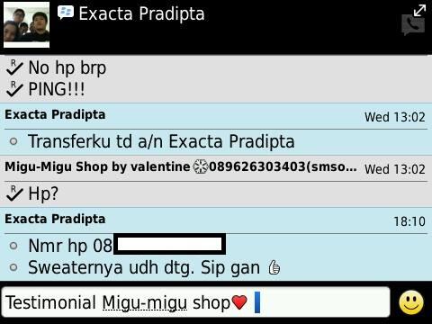 Kumpulan Testimonial Migu-Migu Shop aganwati philova (valentine)