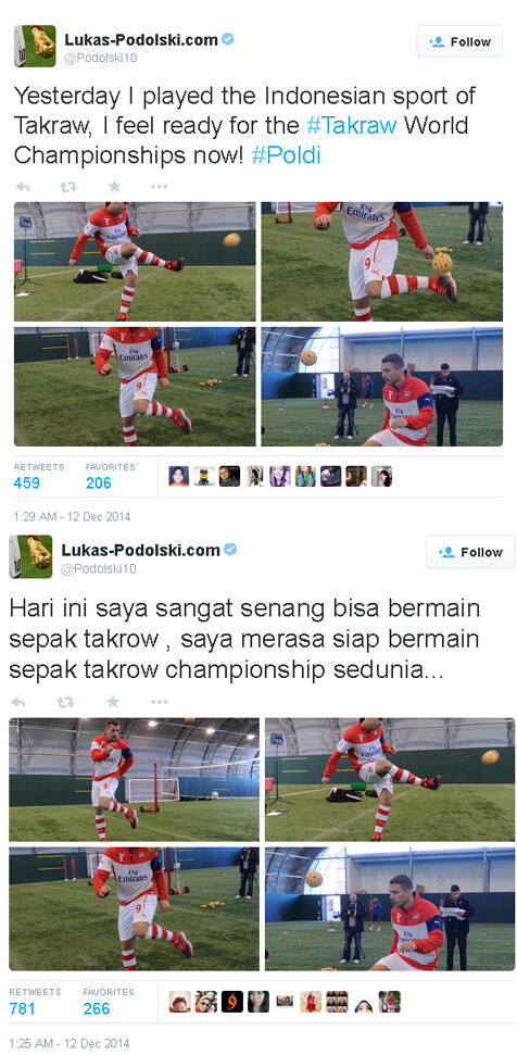 (GANYANG) Sebut Sepak Takraw Dari Indonesia, Twitter Podolski 'Diserbu' Netizen Malay