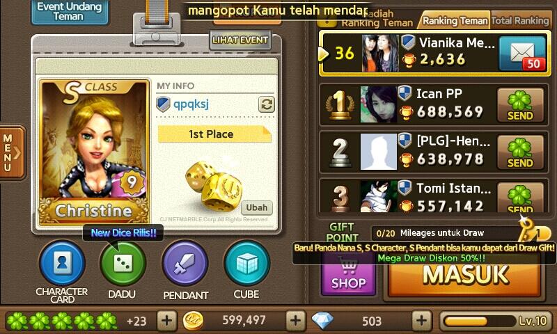 Jual Id/Akun Line Get Rich Siap Tempur,Cristine+Panda Nana S class Dll,Masuk!!!