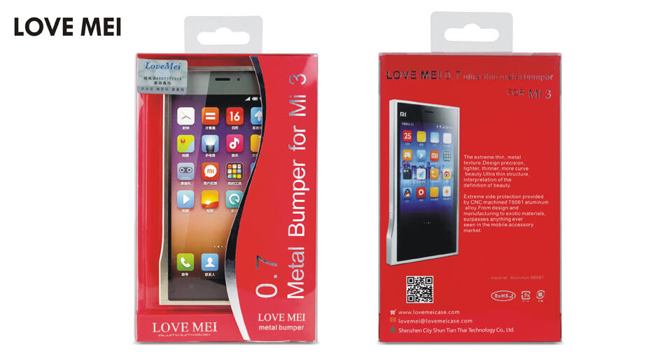 Alumunium metal bumper lovemeii lunatik xiaomi redmi 1s,MI3,MI4,note case,casing