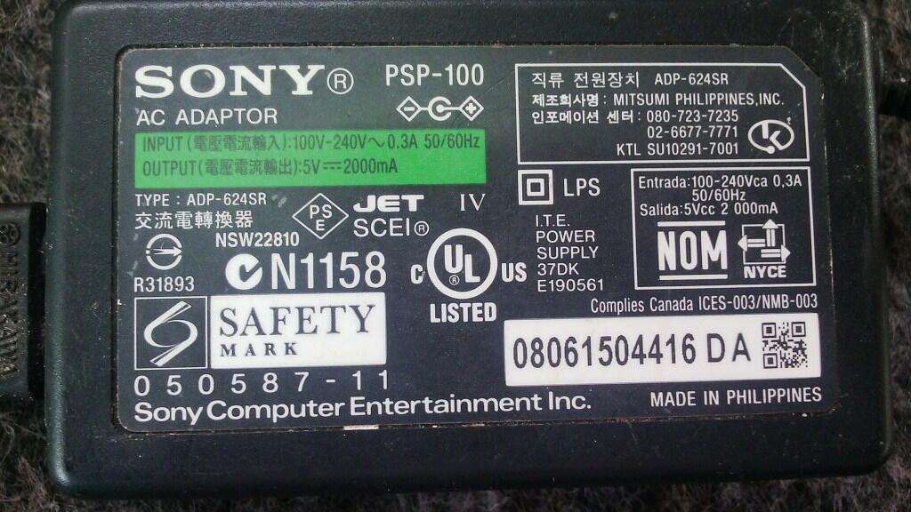 Adaptor PSP-100 SONY 5V 2000mA/2A bekas solo murah