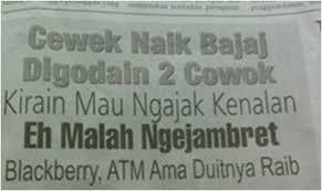 Kumpulan headline koran paling gokil !!! (BB 17++)