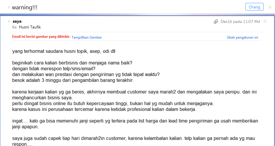 pengiriman 3 minggu belum sampe ke customer