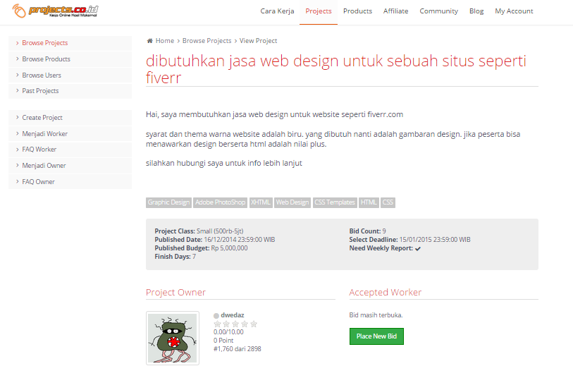 &#91;FREELANCE&#93; dibutuhkan jasa web design untuk sebuah situs seperti fiverr (budget 5jt)