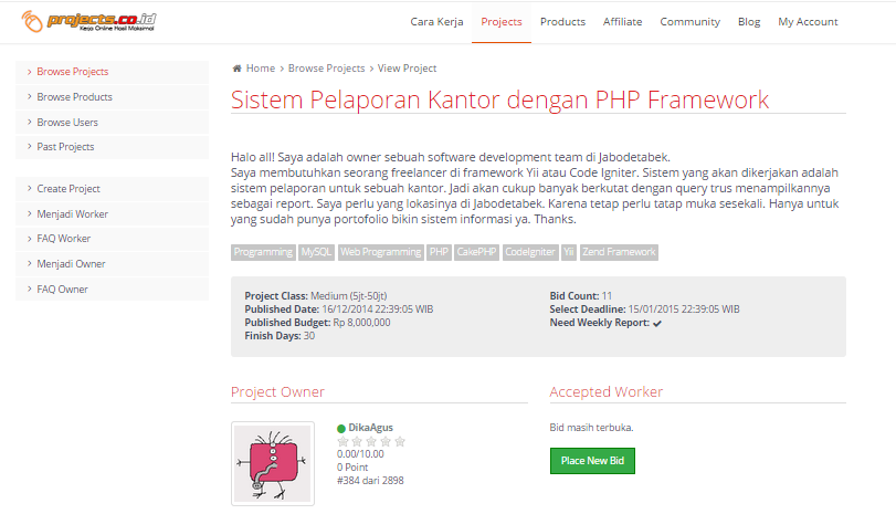 &#91;LOWONGAN FREELANCE&#93; Membuat laporan kantor dengean PHP Framework (budget Rp 8jt)