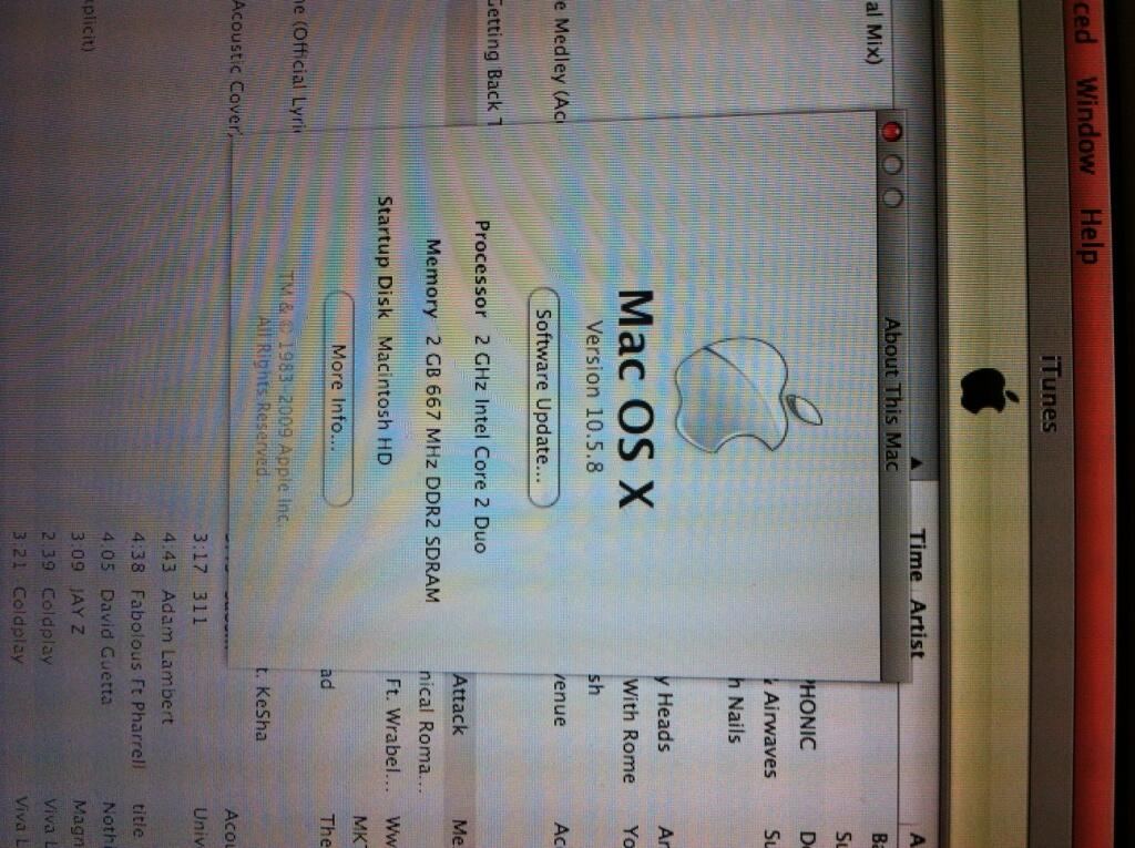 Jual Cepat Macbook White-Late 2009 Intel Core 2 Duo 2Ghz RAM 2Gb HD 120 Gb, mulus