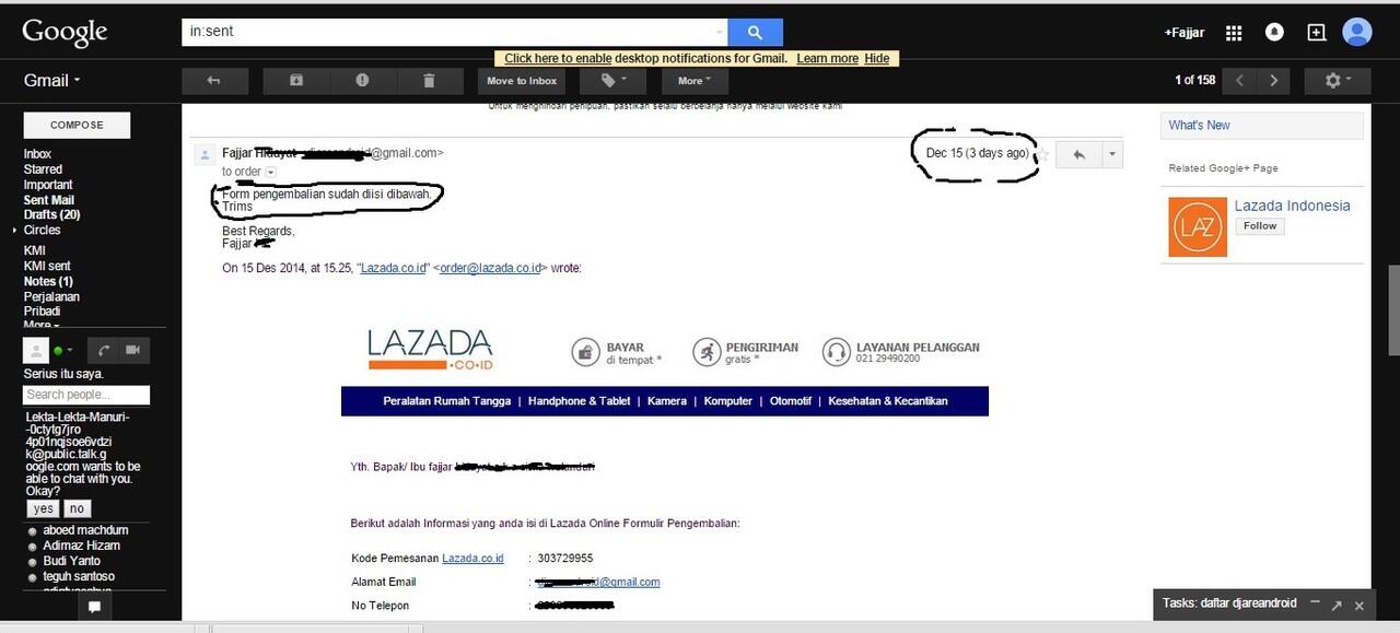 SURAT TERBUKA untuk LAZADA (Refund atau Pengembalian barang LAZADA)