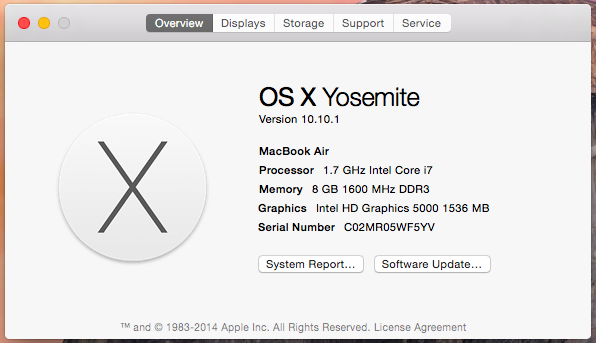 Macbook Air 11" Haswell Custom Core i7 RAM 8Gb Garansi Panjang