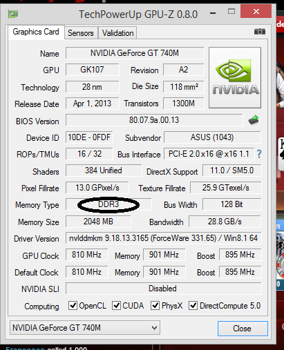 Nvidia Geforce GT 740M