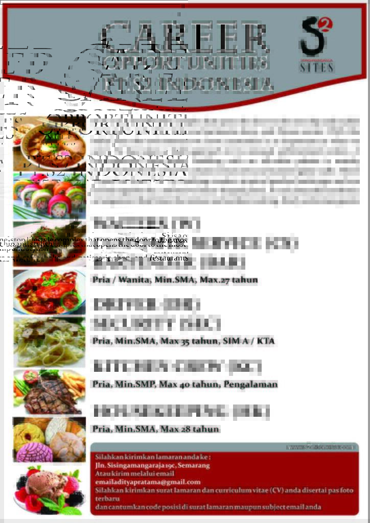 &#91;SEMARANG&#93; LOWONGAN PT.S2 INDONESIA RESTAURANT 