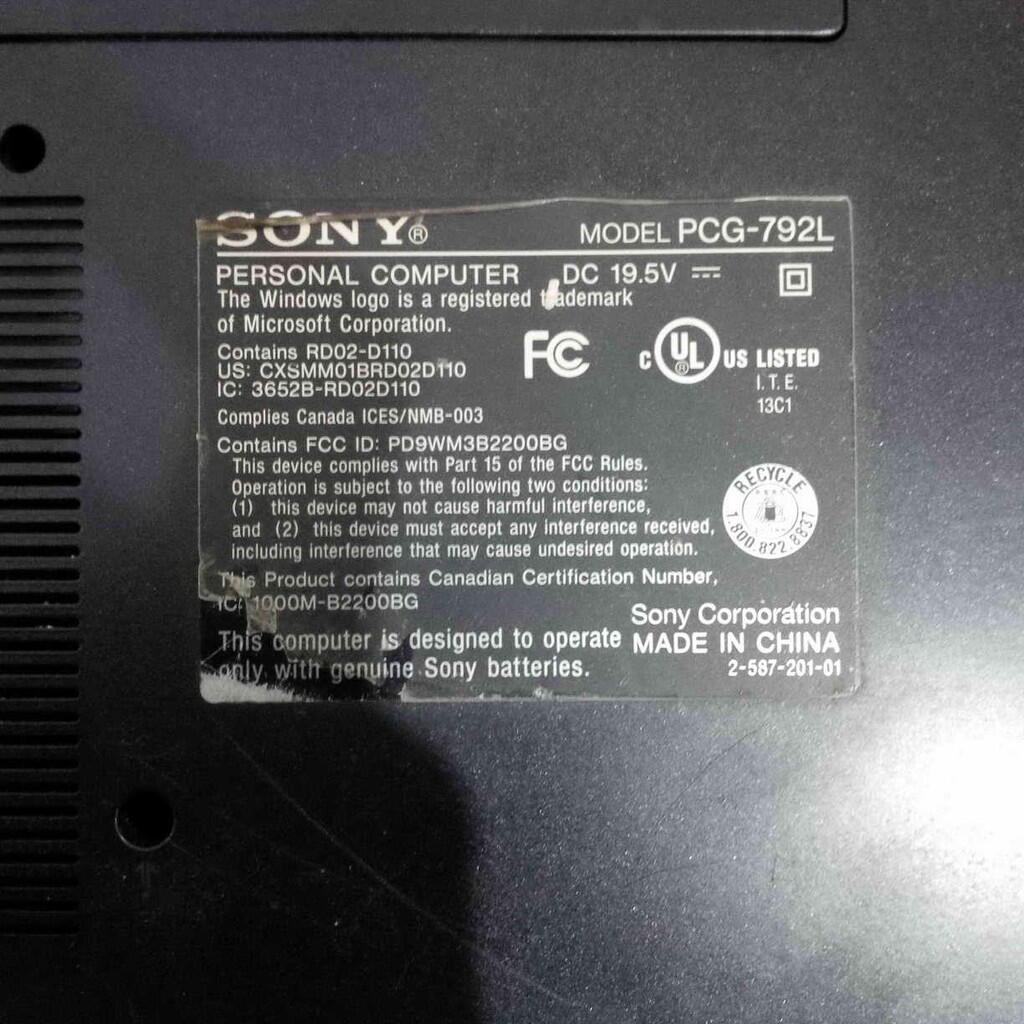 WTS LAPTOP SONY VAIO PCG-792L MATOT BANDUNG