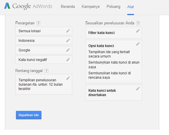CARA MENCARI IDE USAHA DENGAN GOOGLE KEYWORD PLANER