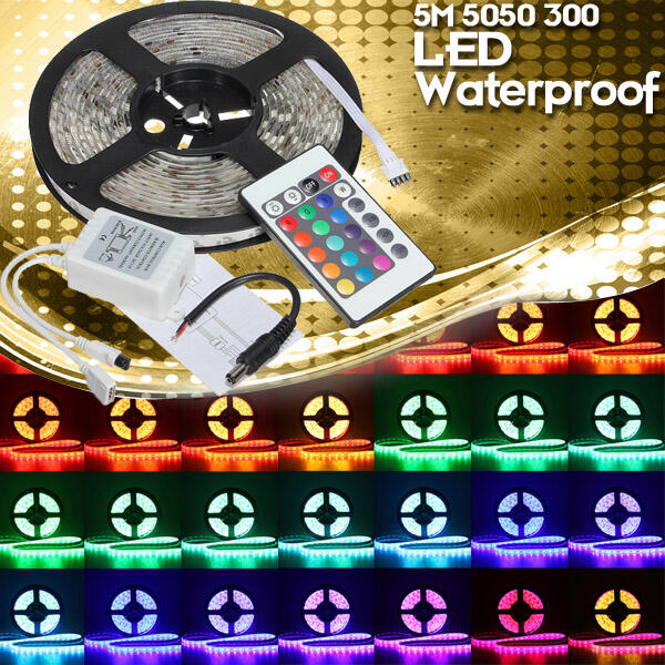 LED STRIP 5050 300LED RGB (RED GREEN BLUE) 1 SET (STRIP+IR REMOTE+ADAPTOR12V3A)