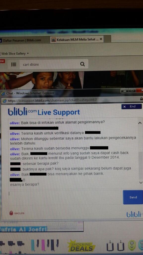 Penipuan PROMO CASHBACK oleh blibli.com