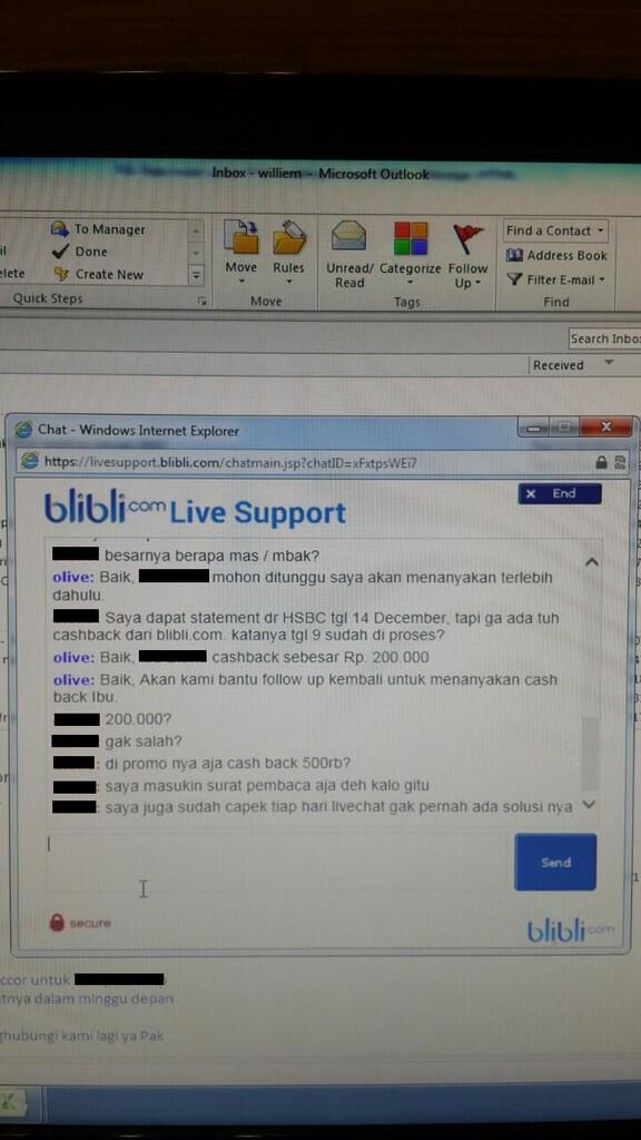 Penipuan PROMO CASHBACK oleh blibli.com