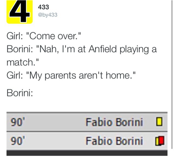 Alasan sebenarnya Fabio Borini di Kartu Merah 2 Kali