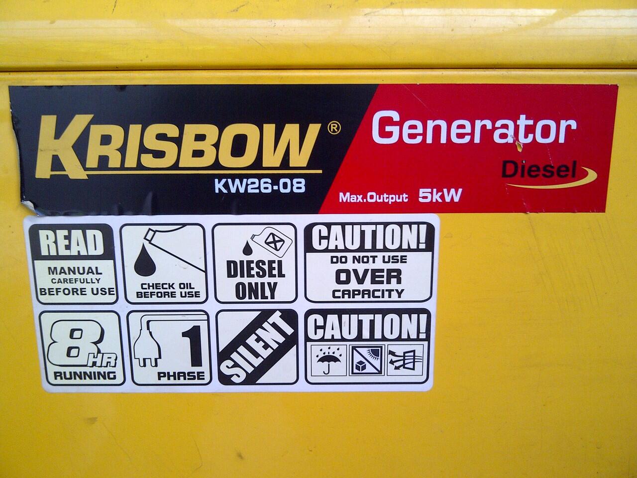 Terjual Genset Krisbow  KW26 08 5  kVA  Diesel Silent KASKUS