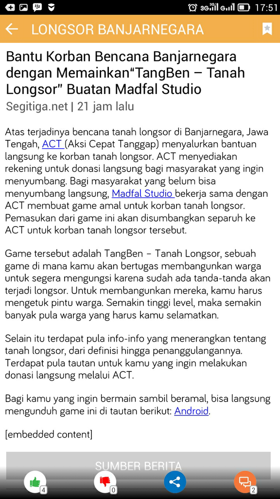 Yuk Gan Beramal Lewat Game Android (Bencana Tanah Longsor Banjarnegara)