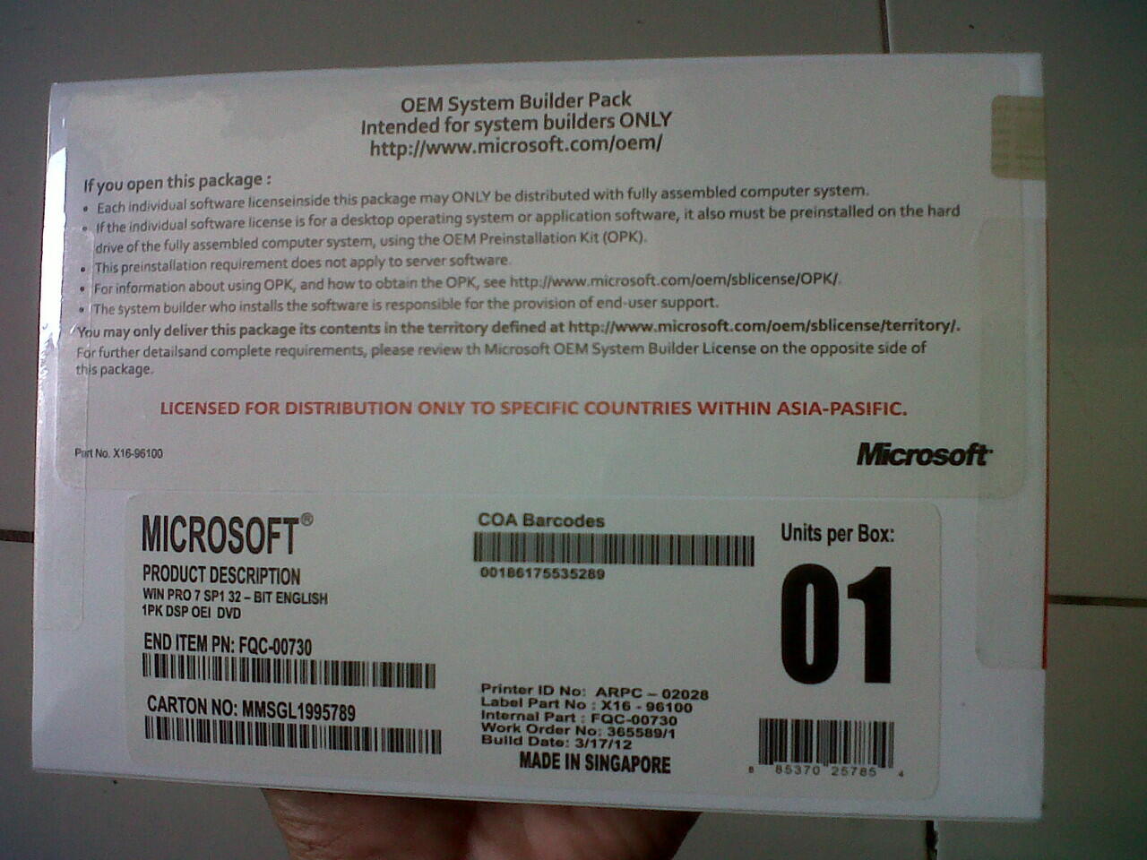 WINDOWS 7 PRO 32/64 BIT SP1 jaminan garansi silahkan mampir lapak kami