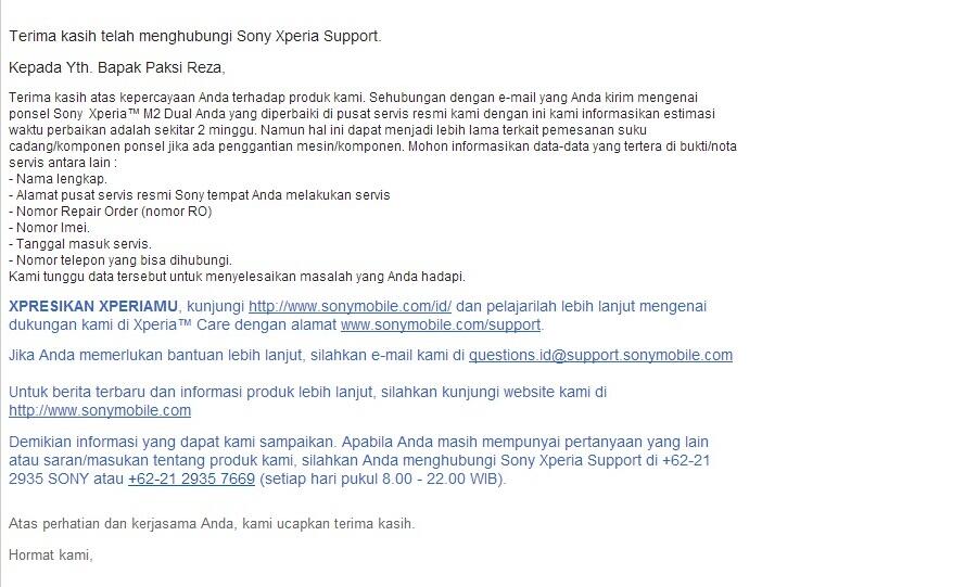 Pelayanan Sony Xperia &quot;Care&quot;