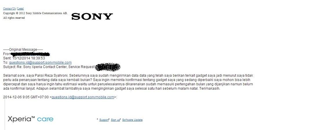 Pelayanan Sony Xperia &quot;Care&quot;