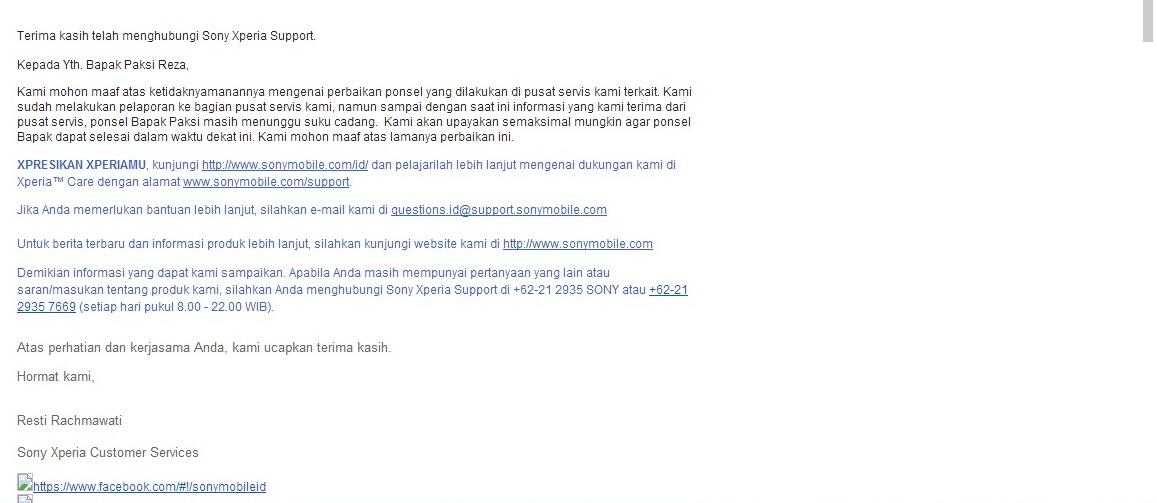 Pelayanan Sony Xperia &quot;Care&quot;