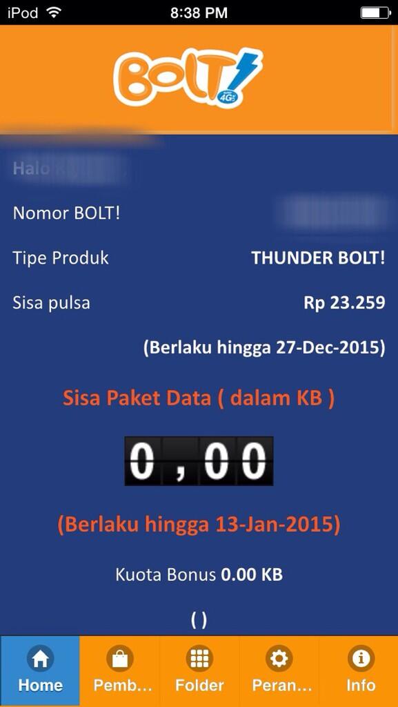 Yang baru dari Jaringan - Pembayaran BOLT Modem