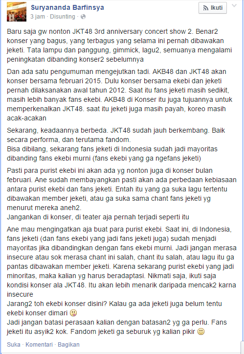 Konser AKB48xJKT48 Februari 2015 Menjadi Kontroversi Dikalangan Fans