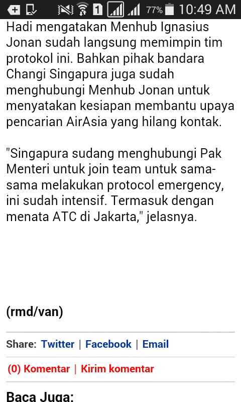 Pesawat Airasia 8501 hilang (surabay-singapore)