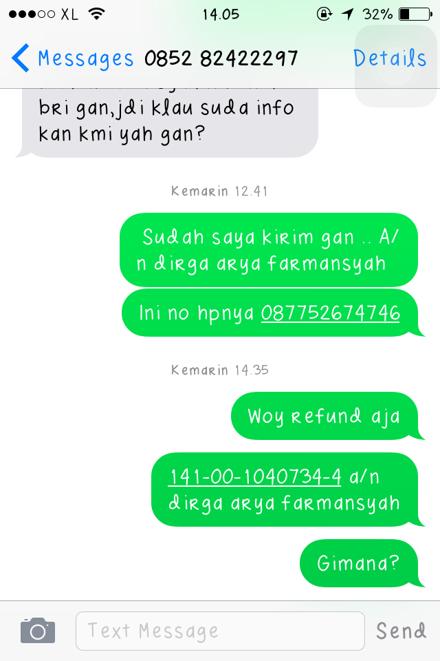 Tolong Gan Ane Ketipu Sama ID Reskiadicell atas Penipuan PULSA 500 Ribu Rupiah