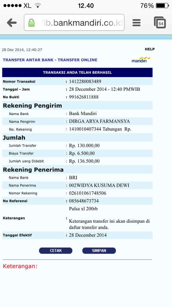 Tolong Gan Ane Ketipu Sama ID Reskiadicell atas Penipuan PULSA 500 Ribu Rupiah