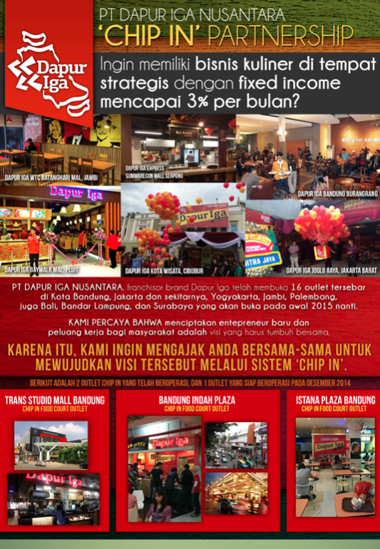 Buka Bisnis Kuliner di Grand Indonesia, Plaza Senayan, Sarinah, dll return up to 3%