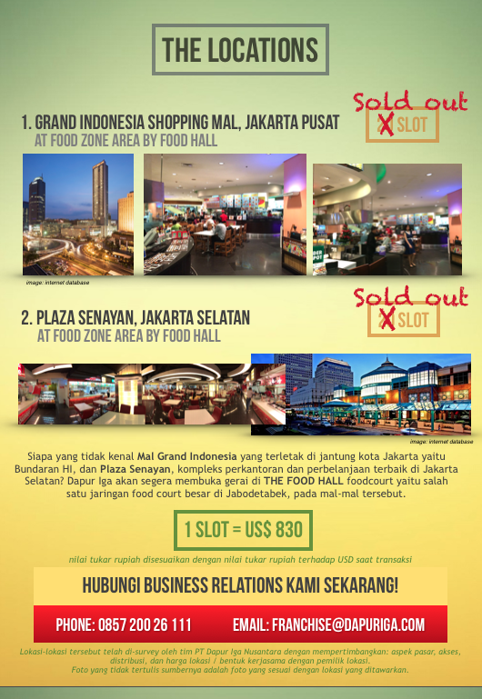 Buka Bisnis Kuliner di Grand Indonesia, Plaza Senayan, Sarinah, dll return up to 3%