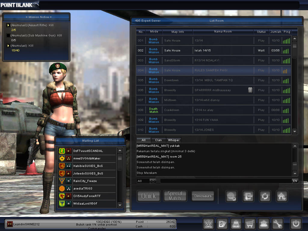 JUAL CHAR POINT BLANK PANGKAT BINTANG DUA NEGO