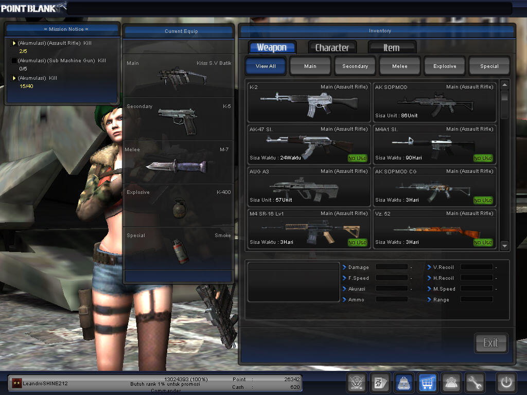 JUAL CHAR POINT BLANK PANGKAT BINTANG DUA NEGO
