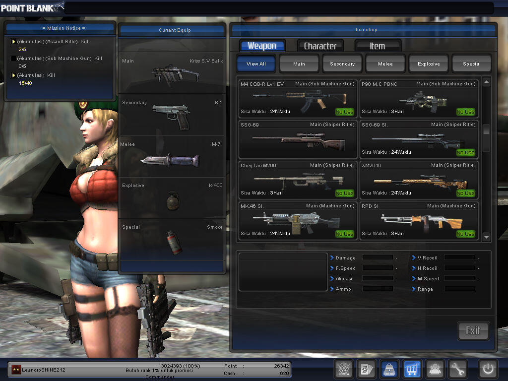 JUAL CHAR POINT BLANK PANGKAT BINTANG DUA NEGO