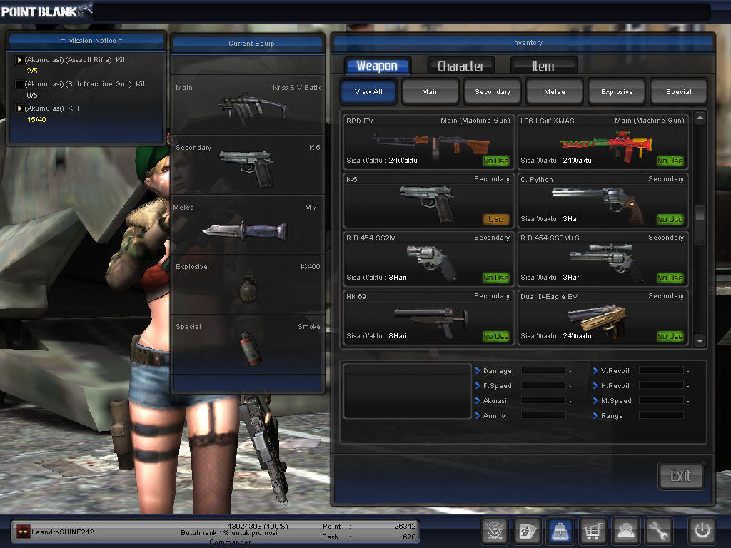 JUAL CHAR POINT BLANK PANGKAT BINTANG DUA NEGO