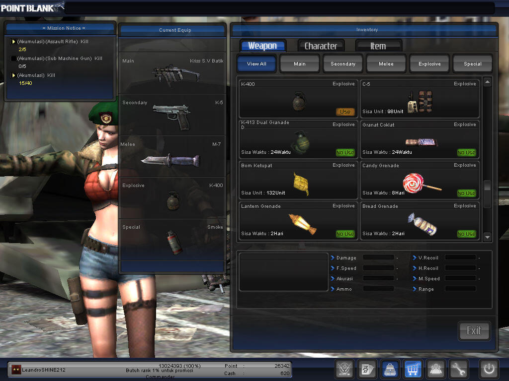 JUAL CHAR POINT BLANK PANGKAT BINTANG DUA NEGO