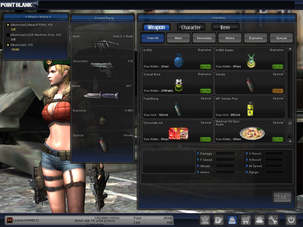 JUAL CHAR POINT BLANK PANGKAT BINTANG DUA NEGO